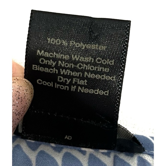 Ann Taylor Factory Peplum Blouse Blue & White Print Size XL - Picture 6 of 7